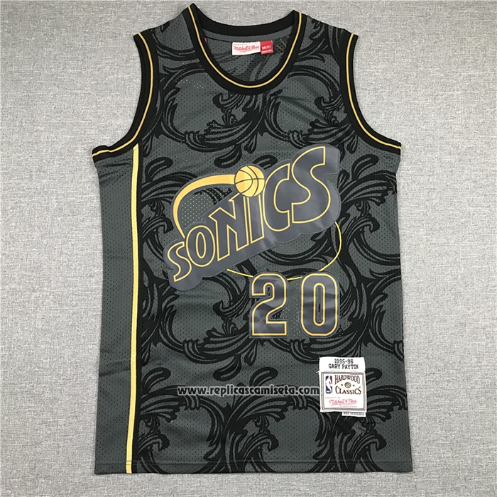 Camiseta Seattle SuperSonics Gary Payton #20 Historic Retro Negro